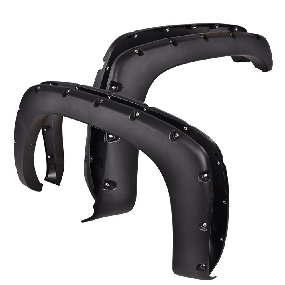 G-Plus Pocket Rivet Upgrade Fender Flares, Compatible With 1999-2006 Chevy Silverado/1999-2006 Gmc Sierra (Incl. 2007 Classic Models/Not Fit Dually & Step-Side Models), Wheel Tire Fenders Textured