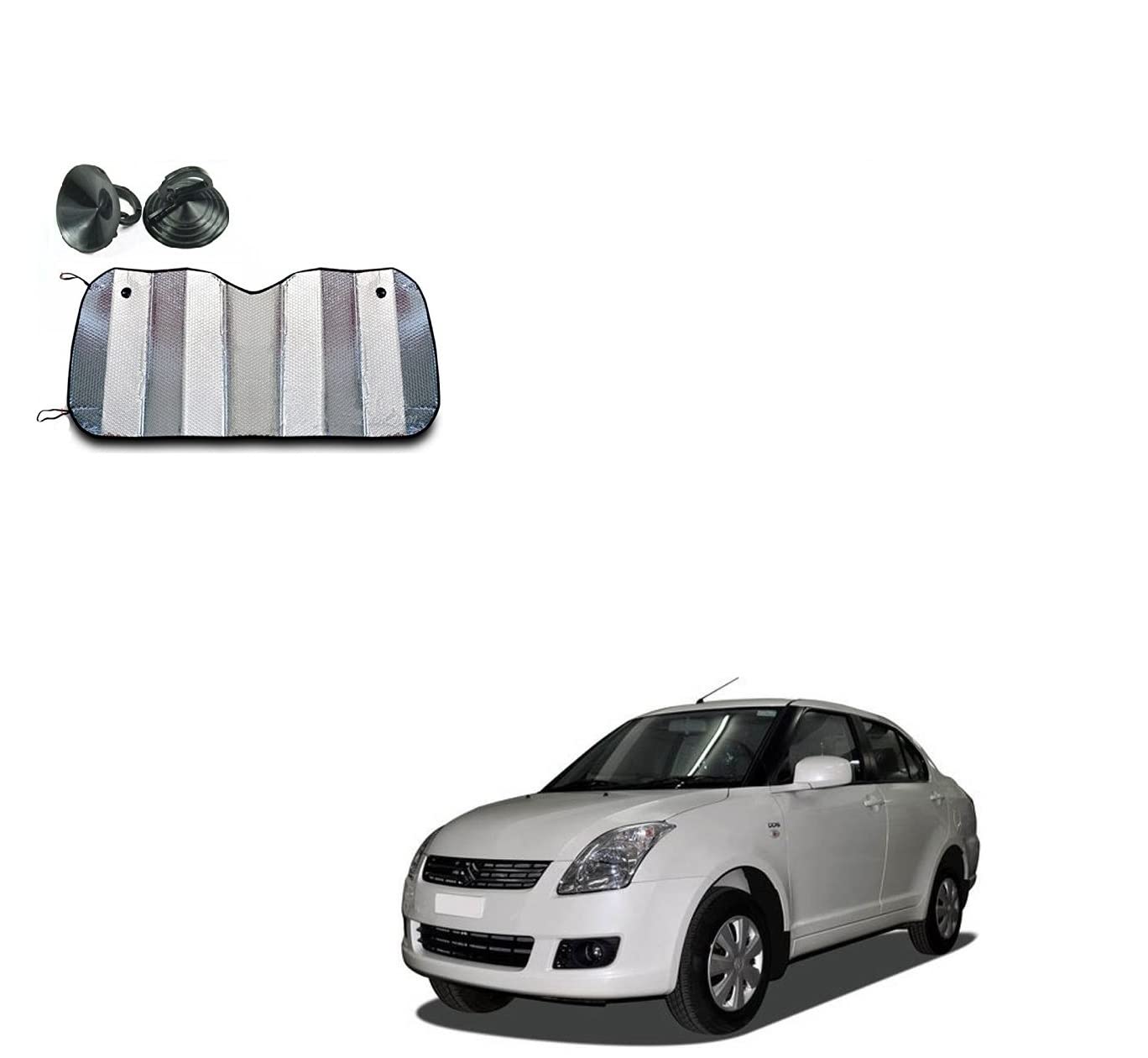 Auto Addict Aluminium Foil Foldable Car Sunshades for Front/Rear Windshield 1pc for Maruti Suzuki Swift Dzire Old Type1 (20082