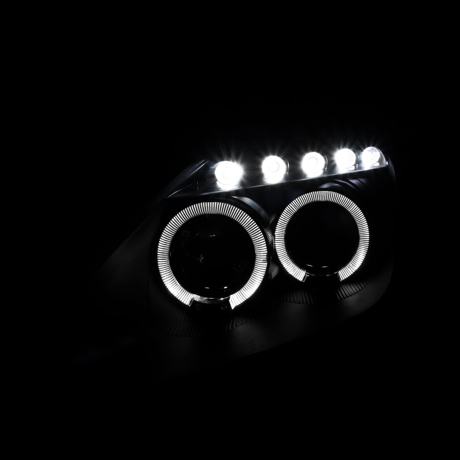 SPEC-D Tuning LED Projector Headlights for 2000-2005 Toyota Celica, Black Housing, Clear Lens, Model LHP-CEL00JM-TM, Left + Right Pair