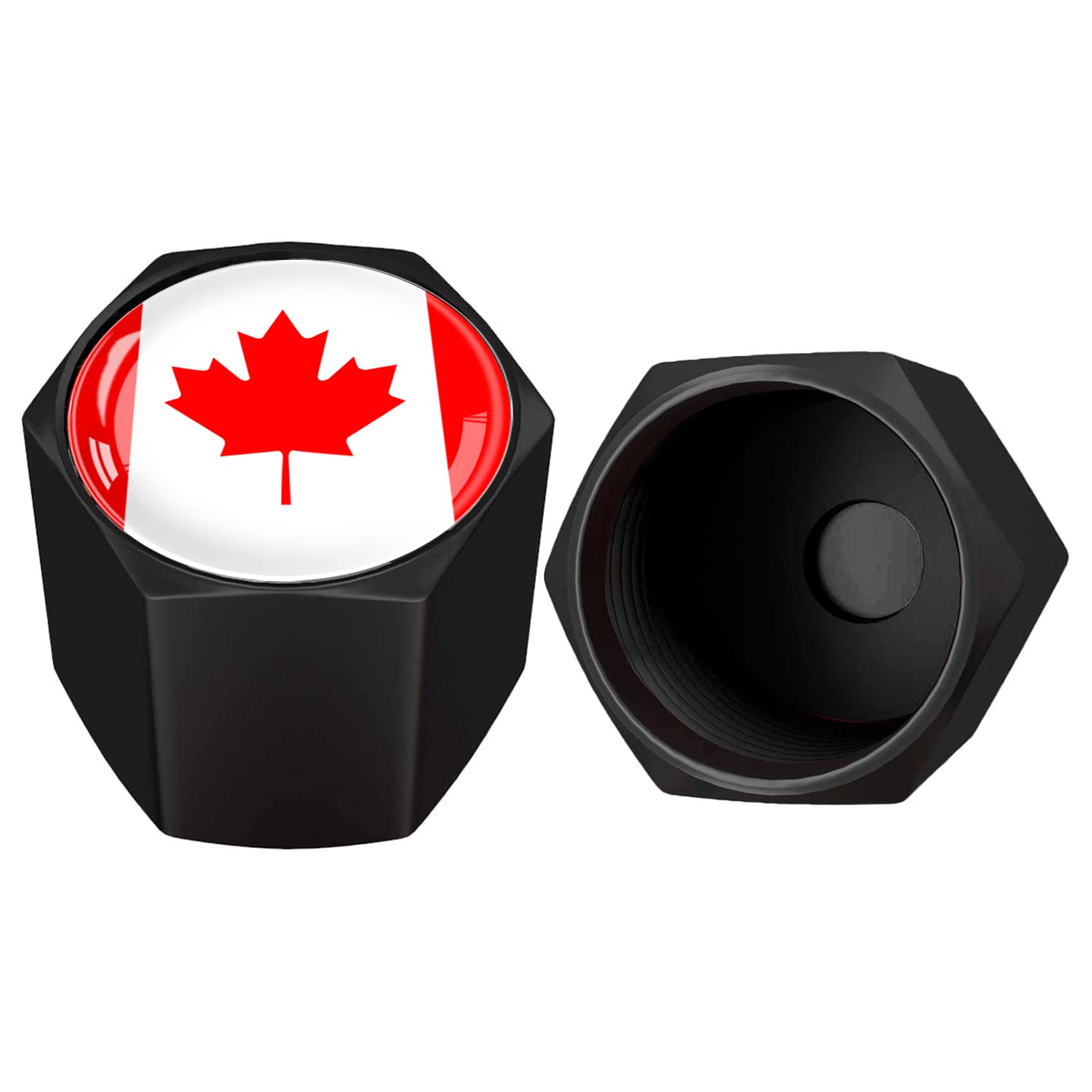Metal Car Wheel Tire Valve Stem Caps 4 Pack Canadian Flag Aluminum Car Tire Air Valve Caps For Cars, Trucks, Bikes, Motorcycles,