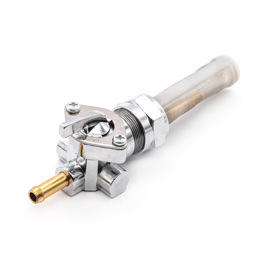 Onegercn 1975-2006 Harley Davidson 22mm Filtered Petcock STRAIGHT OUTLET Fuel Shut Off Valve - For Use with 1/4'' ID Fuel Hose -