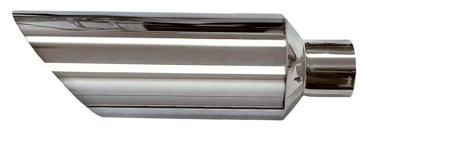 Angle Cut Stainless Steel Exhaust Tip 2.5'' Inlet 5'' Outlet 17''