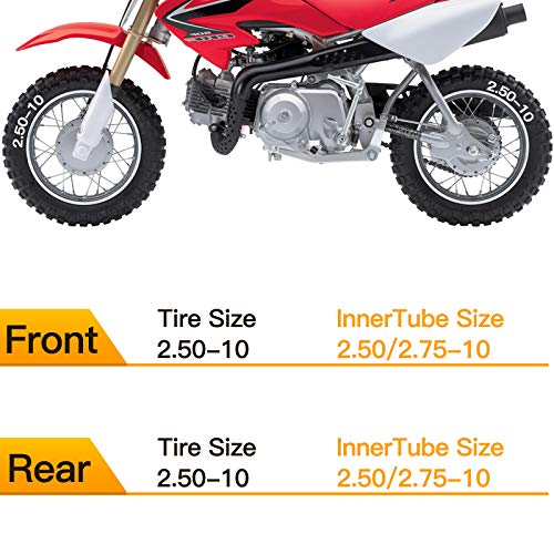 HIAORS 2Pcs 2.50 2.75-10 70/100-10 Replacement Inner Tubes for Crf50 Xr50 Razor MX650 MX500 Suzuki DRZ70 JR50 PW50 MVX70 Pit Dir