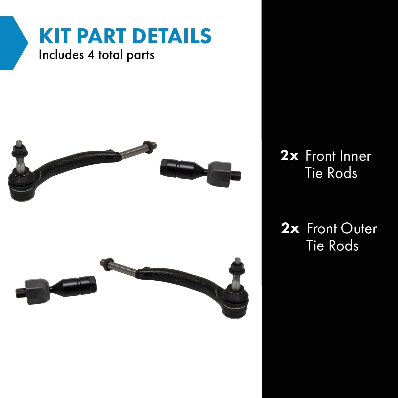 Trq Front Tie Rod Set Compatible With 2008-2014 Cadillac Cts
