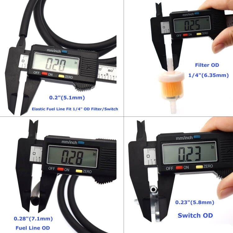 Riyitauto 1/4 Fuel Line Gas Fuel Hose Oil Filter Clamps Inline Fuel Shut Off Valve Petcock Petrol Switch for 50cc 70cc 110cc 125