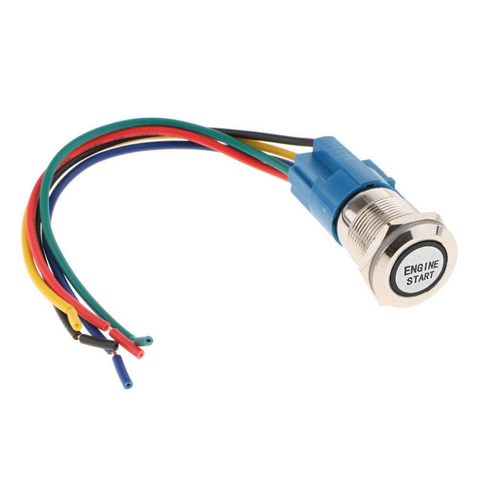 Esupport 12V Car Vehicle Red Led Light Headlight Push Button Metal Toggle Switch Socket Plug 19Mm Engine Start