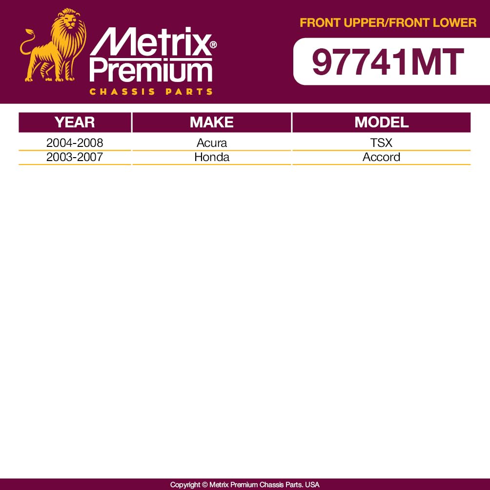 Metrix Premium Control Arm & Ball Joint Kit - 2004-2008 Acura TSX & 03-07 Honda Accord - Alloy Steel - Model 97741MT