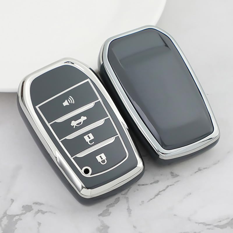 Hoespen For Toyota Key Fob Cover Tpu With Keychain Key Case Holder Full Protection For 2019-2024 Venza, Rav4 Prime, Land Cruiser