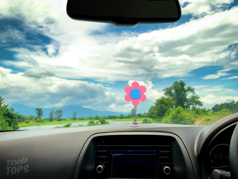 Tenna Tops Car Antenna Topper/Auto Mirror Hanger/Cute Dashboard Accessory (Pink Daisy Flower)