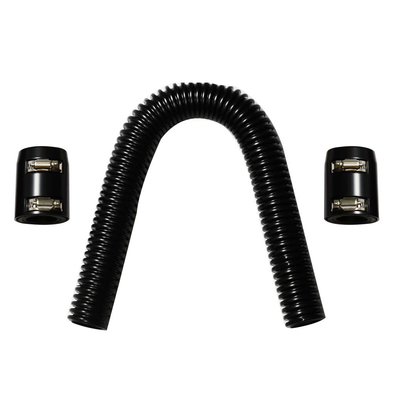 BLACKHORSE-RACING 44 Black Chrome Flexible Stainless Steel Heated Hose Kit Chrome Caps