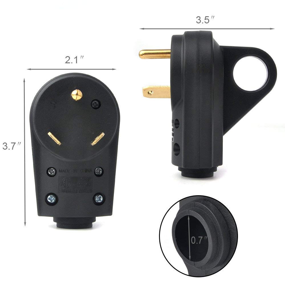 Wadoy 30 Amp Rv Plug Male And Female Plug Set {Upgraded } With Handle Receptacle Plug Electrical Plug Adapter 55245