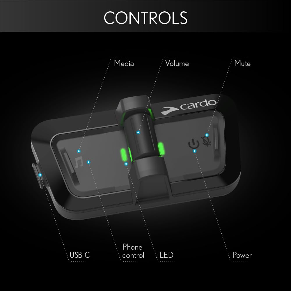 Cardo Packtalk Outdoor Helmet Communication System - Dual Pack - Black - Ideal for Skiing, Snowboarding, Biking, Cycling - Model SP000101