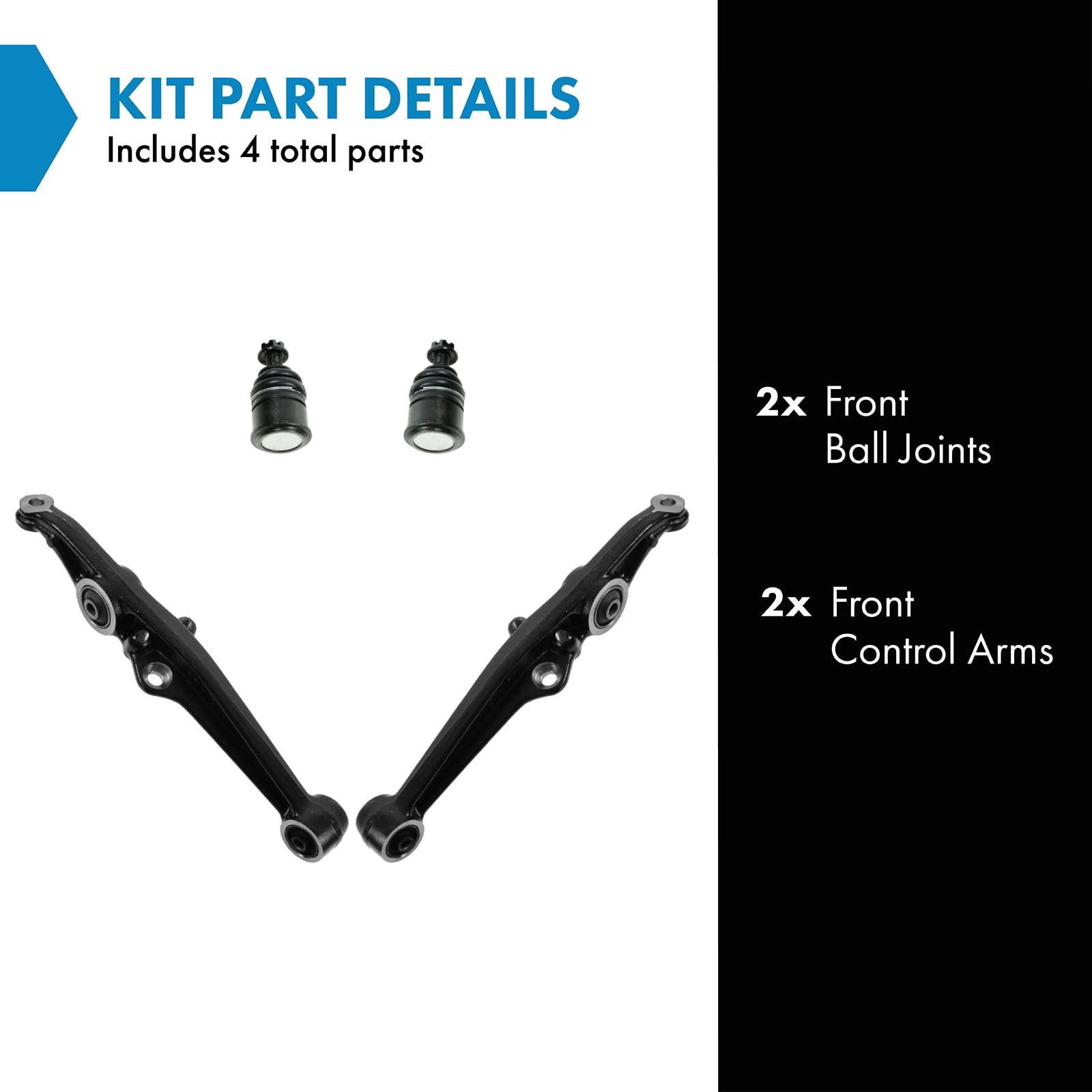 TRQ Front Lower Control Arm with Ball Joint Set Compatible with 1988-1991 Honda Civic CRX