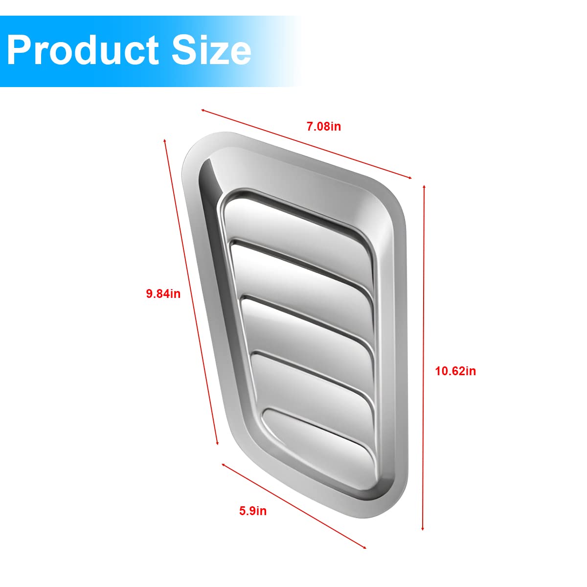 Blilo Car Hood Vents, 2Pcs Universal Hood Air Vents For Car Hood Scoop, Bonnet Vent Hood Air Intake Trim Cover (Silver)