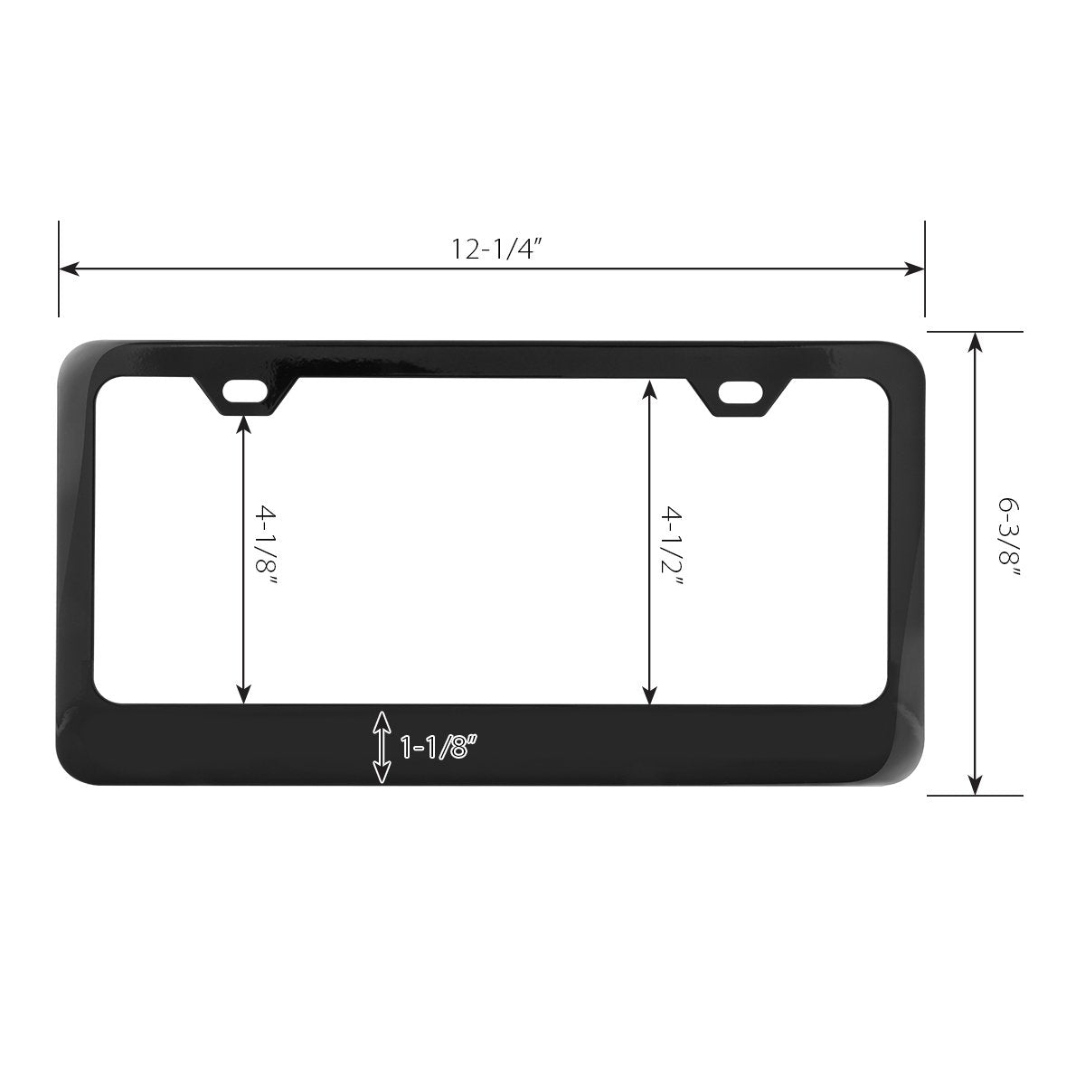Gg Grand General 60438 Black Semi-Gloss Powder Coated License Plate Frame With 2 Holes