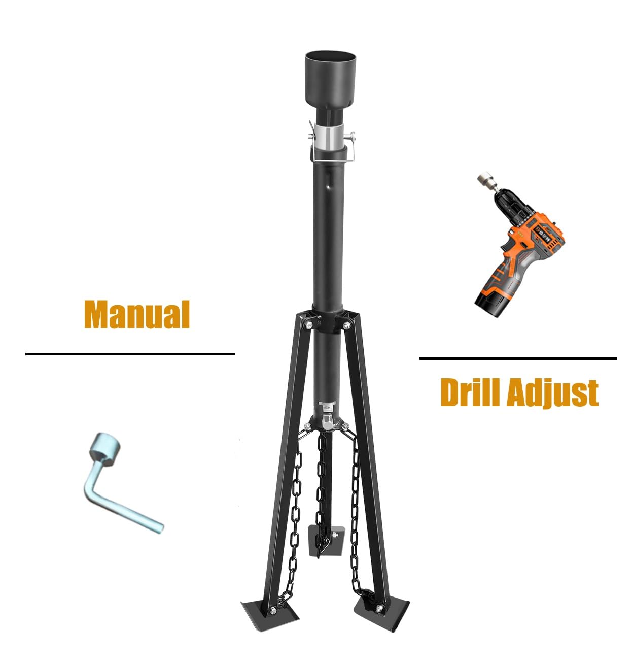 Schumaho King Pin Tripod Stabilizer Jack for 5th Wheel Trailer, 5000lb Load, Adjustable Height 35"-56", Alloy Steel, Model S-KSJ2310