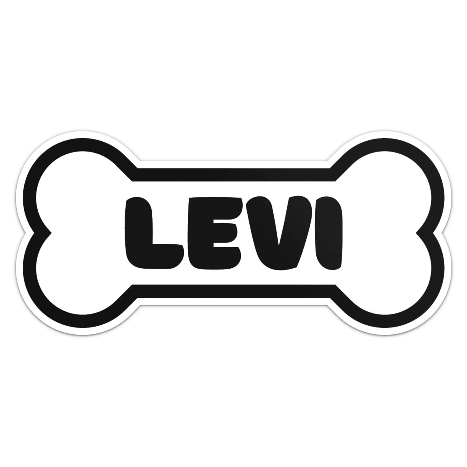 Levi Dog Name Sticker - Waterproof Vinyl Decal For Car Bumper, Laptop, Water Bottle, Wall, And Window, Size - 6'' Longer Side