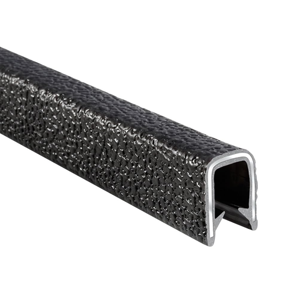 Trim-Lok Edge Trim - Fits 1/8    Edge, 7/16    Leg Length, 25 Length, Black, Pebble Texture - Flexible Pvc Edge Protector For Sh