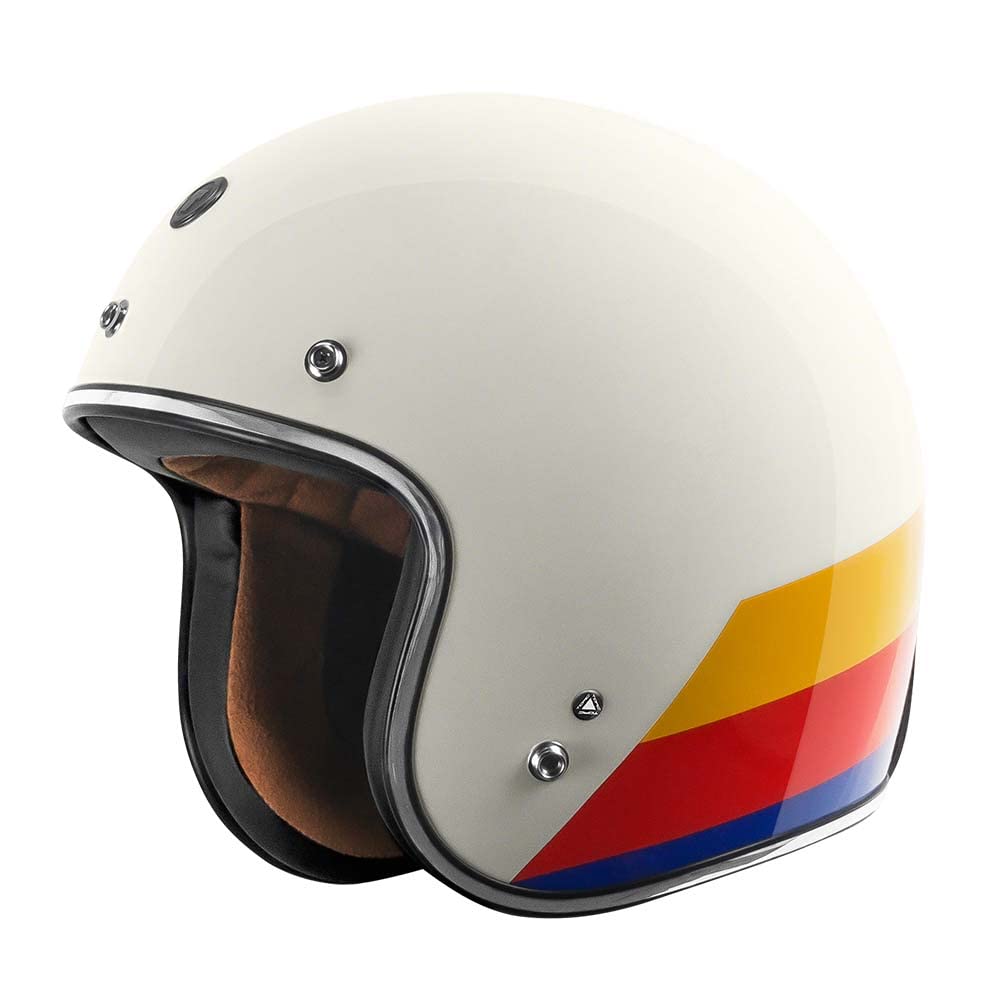 Torc T50/Del Mar Open Face 3/4 Motorcycle Helmet With Color/Graphic Dot Approved (Pearl White Full Tree, Small)