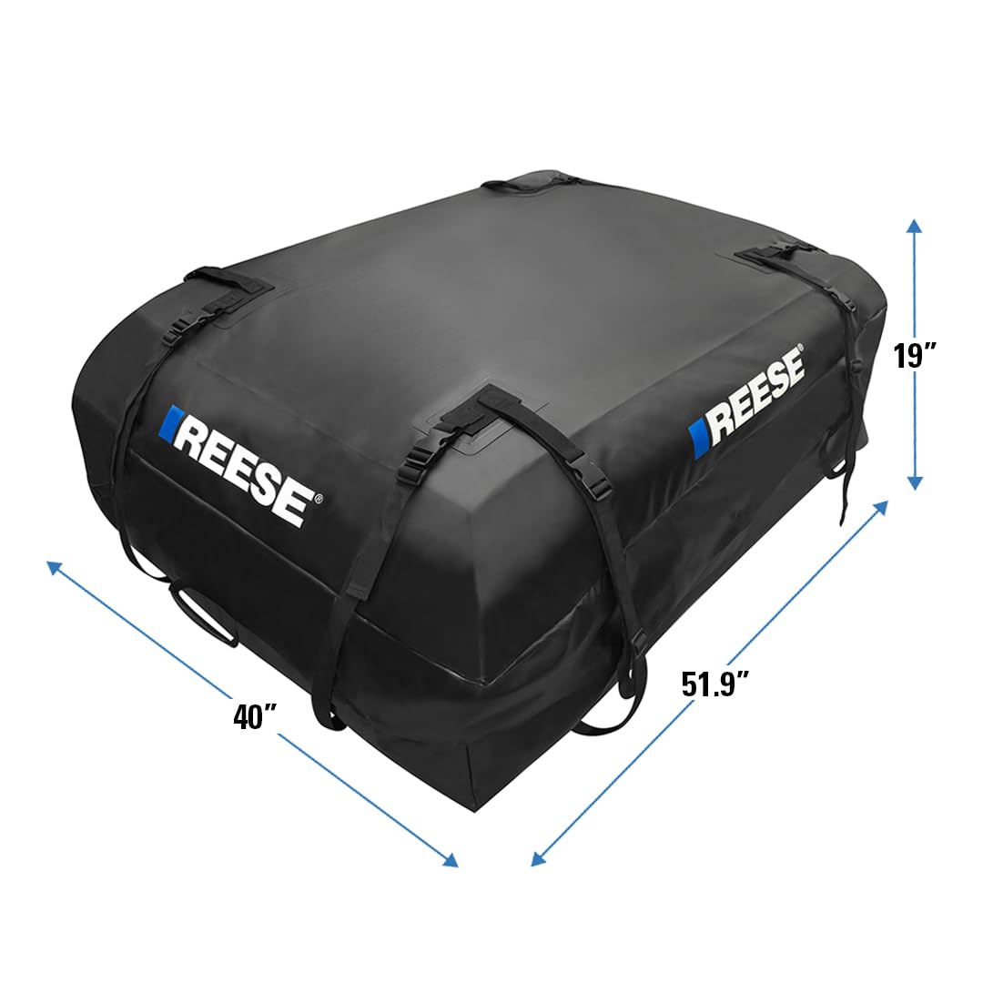 Reese Waterproof Rooftop Cargo Carrier Bag, 22 Cubic Feet, Heavy Duty PVC, Black, Model 59007 for Cars, SUVs, Trucks