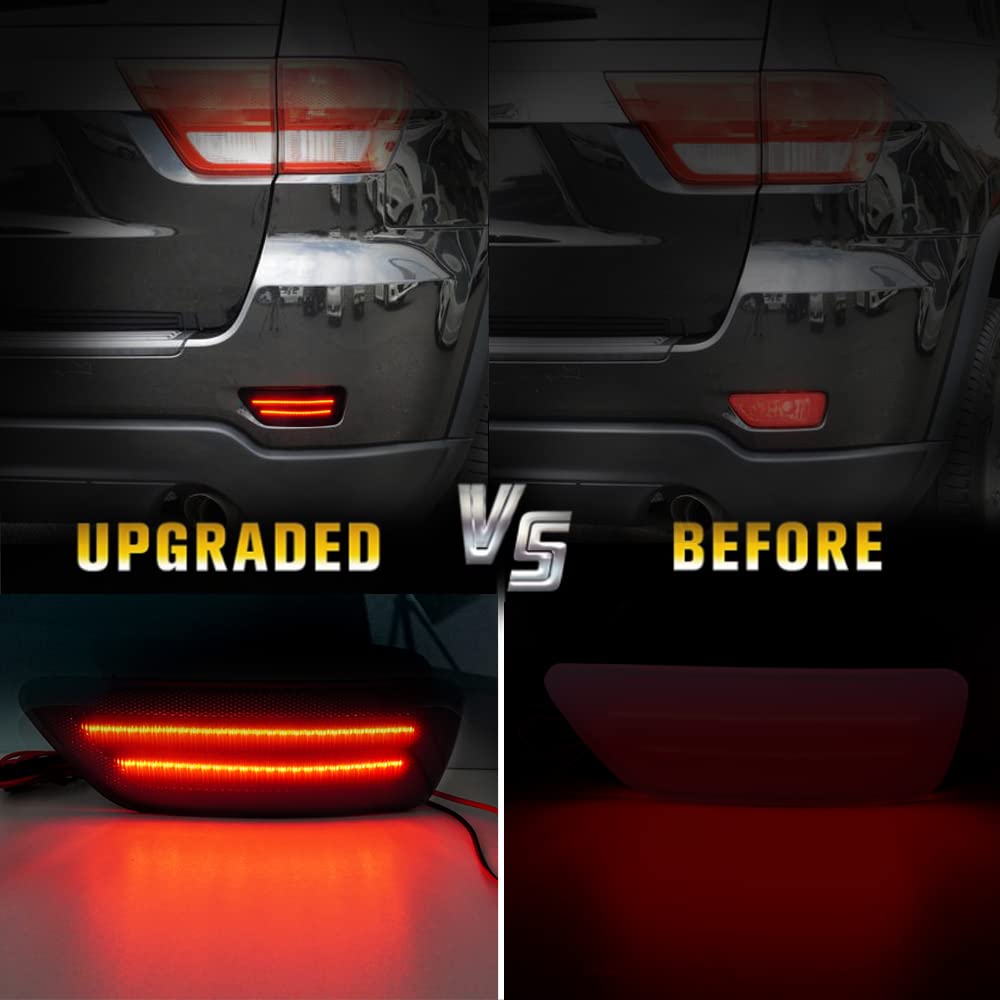 D-Lumina Rear Bumper LED Reflectors Light Assembly Brake Light Fog Light Kit Compatible with Je-ep Grand Cherokee, Compass, Patr