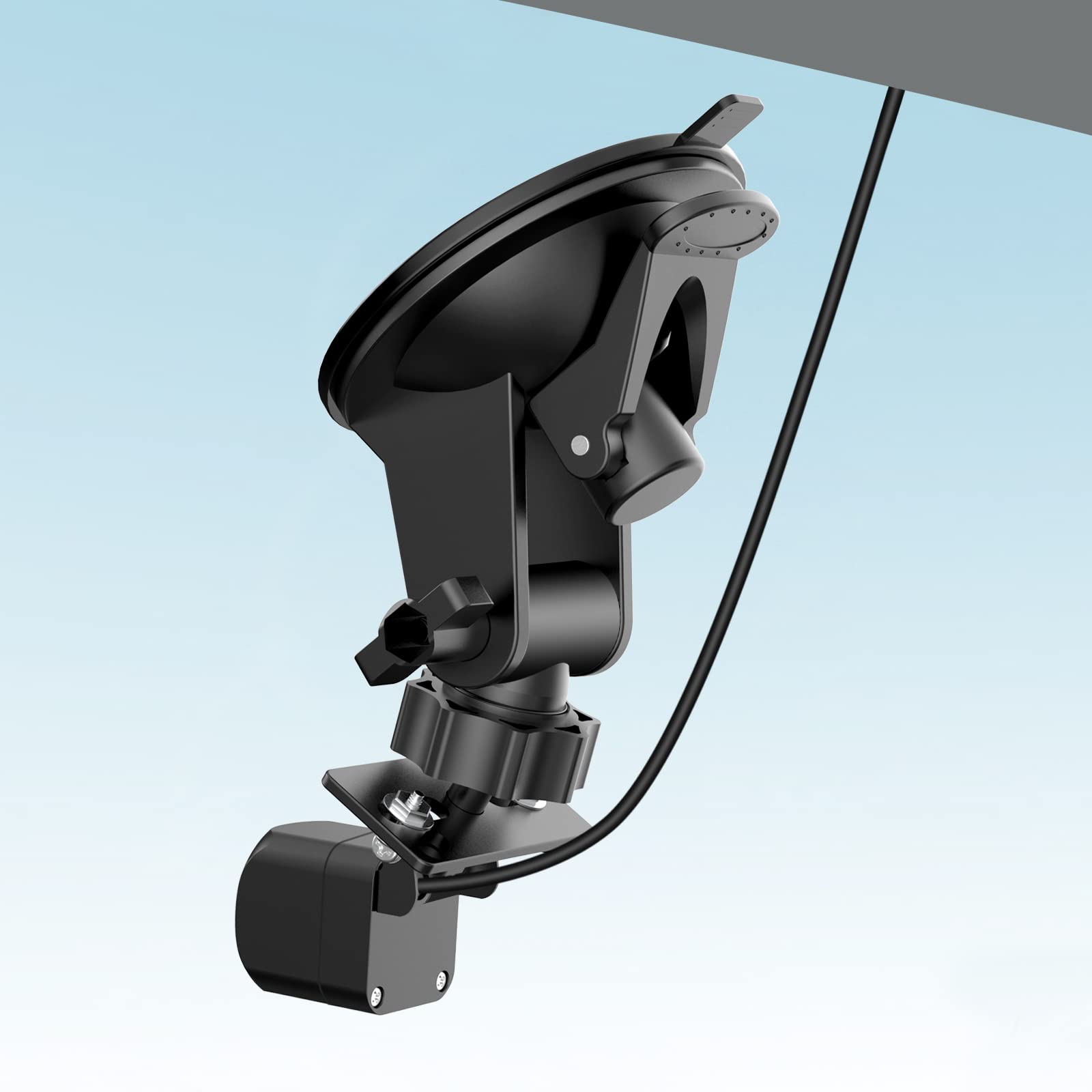 Pixelman Rear Camera Mount - Windshield Bracket for SUV/Truck/RV, Black Rubber, Model BL-DZJ
