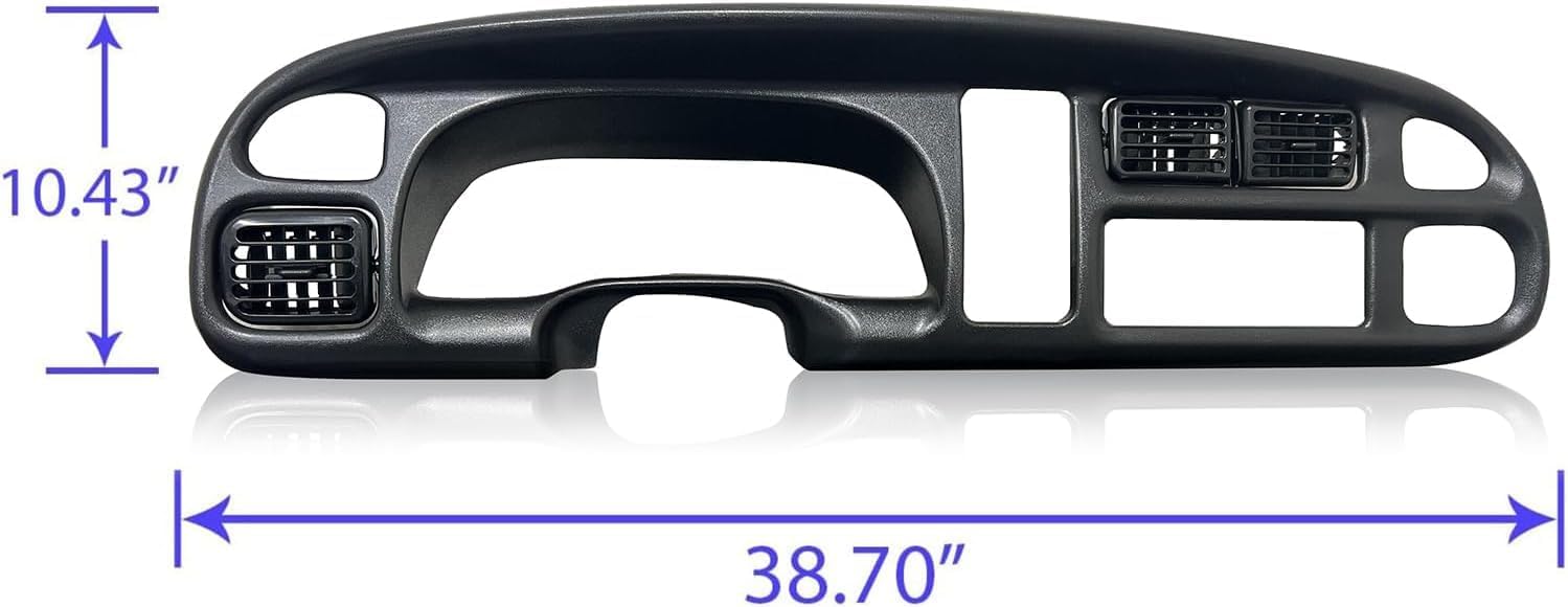 ECOTRIC Dash Board Cluster Bezel Cover for 1998-2002 Dodge Ram 1500/2500/3500, Black, Includes Clips, Model VC-LYAP-267-