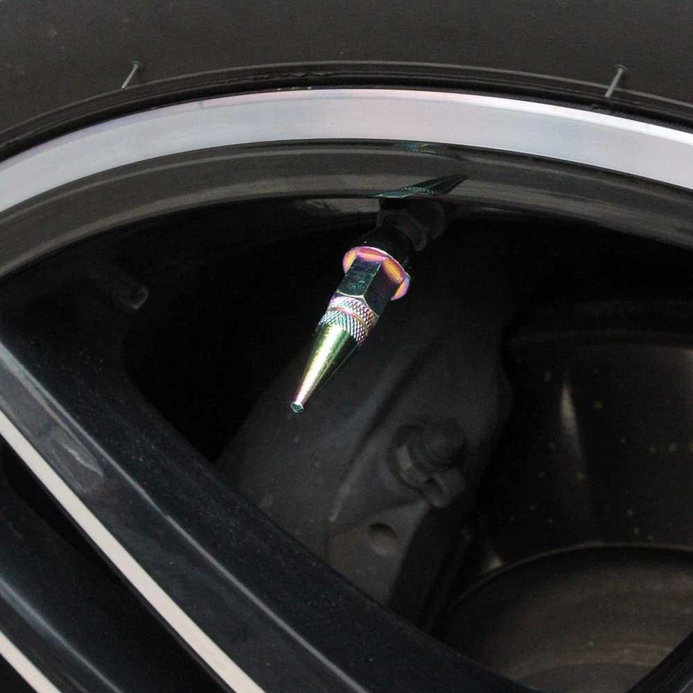 Senzeal 5X Long Spike Valve Caps Aluminum Car Tire Valve Stem Caps Bike Tire Caps Colorful