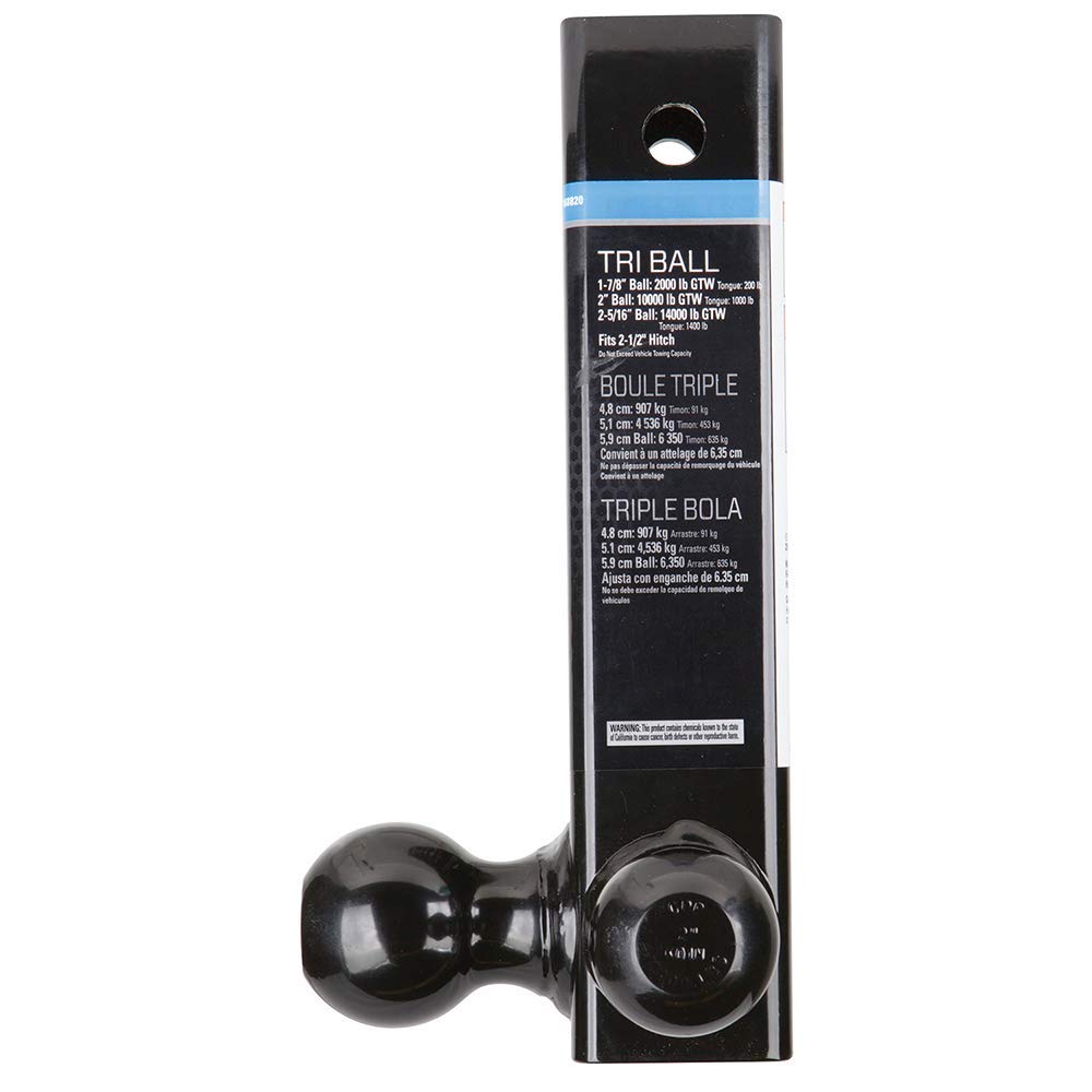 REESE Towpower 7068820 Tri Ball Trailer Hitch Ball Mount, (1-7/8 Inch, 2 Inch, 2-5/16 Inch Trailer Hitch Balls), Fits 2-1/2 Inch