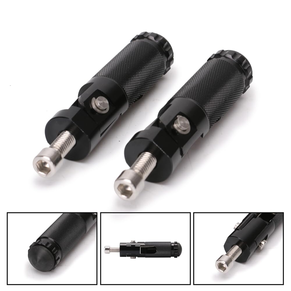 PACEWALKER CNC Motorcycle Foot Peg Universal Aluminum Pedals for Motorcycle Electric Car 8MM 90 Degree Folding Support Rod 2Pcs