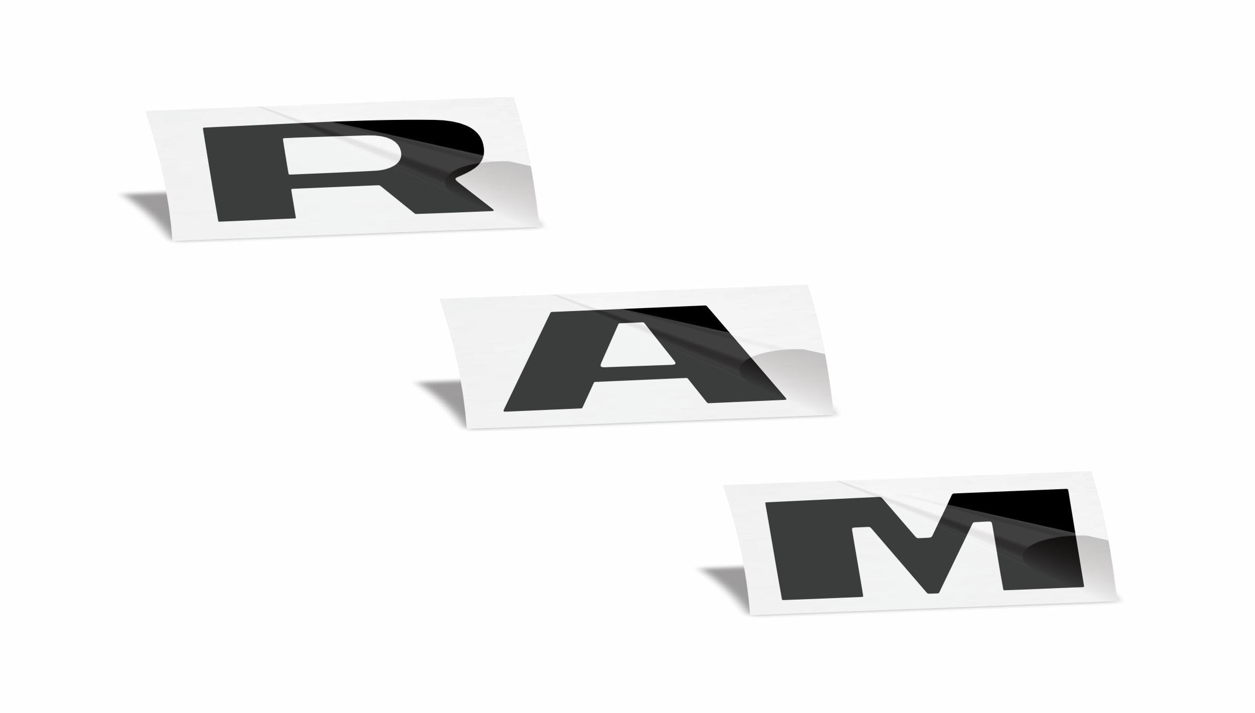 Reflective Concepts RAM Grille Emblem Overlay Decal 2019-2024 Ram 1500, NOT for Classic or TRX (Color: Gloss Black)