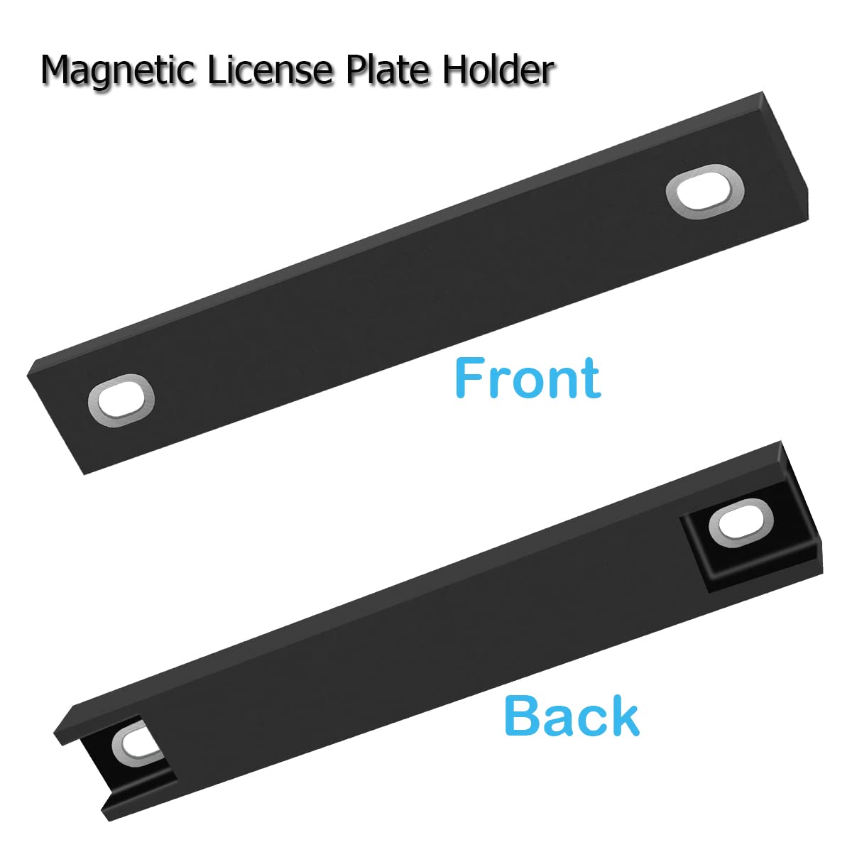 WFPOWER 2 Pack Magnetic License Plate Holder, Rubber Coated, 20.5cm x 3cm, Black, Model KF-1003182K, Scratch-Free for Cars and Trucks