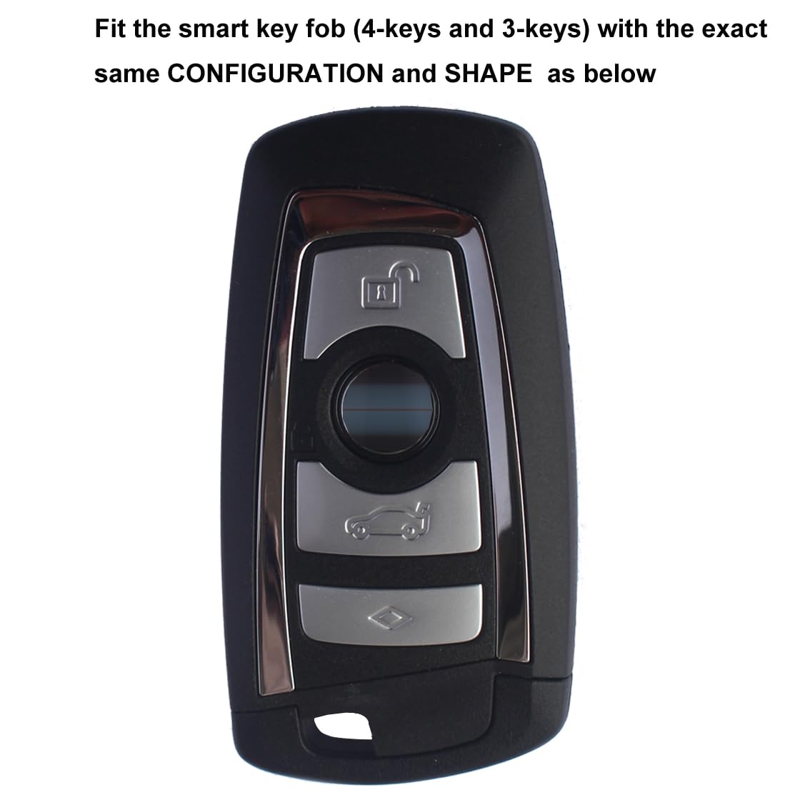 Velsman Compatible With Bmw Trapezoid Style Key Fob Silicone Case Cover Protector Holder W/ Wrist Strap - 3 Buttons - Please Dou