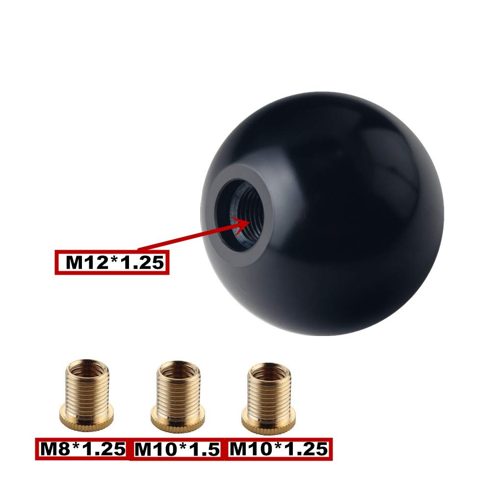 Dewhel Sphere Shift Knob 5 Speed Velocity Short Throw Shifter 200 Gram Weighted Aluminum M12X1.25 M10X1.5 M10X1.25 M8X1.25 Black