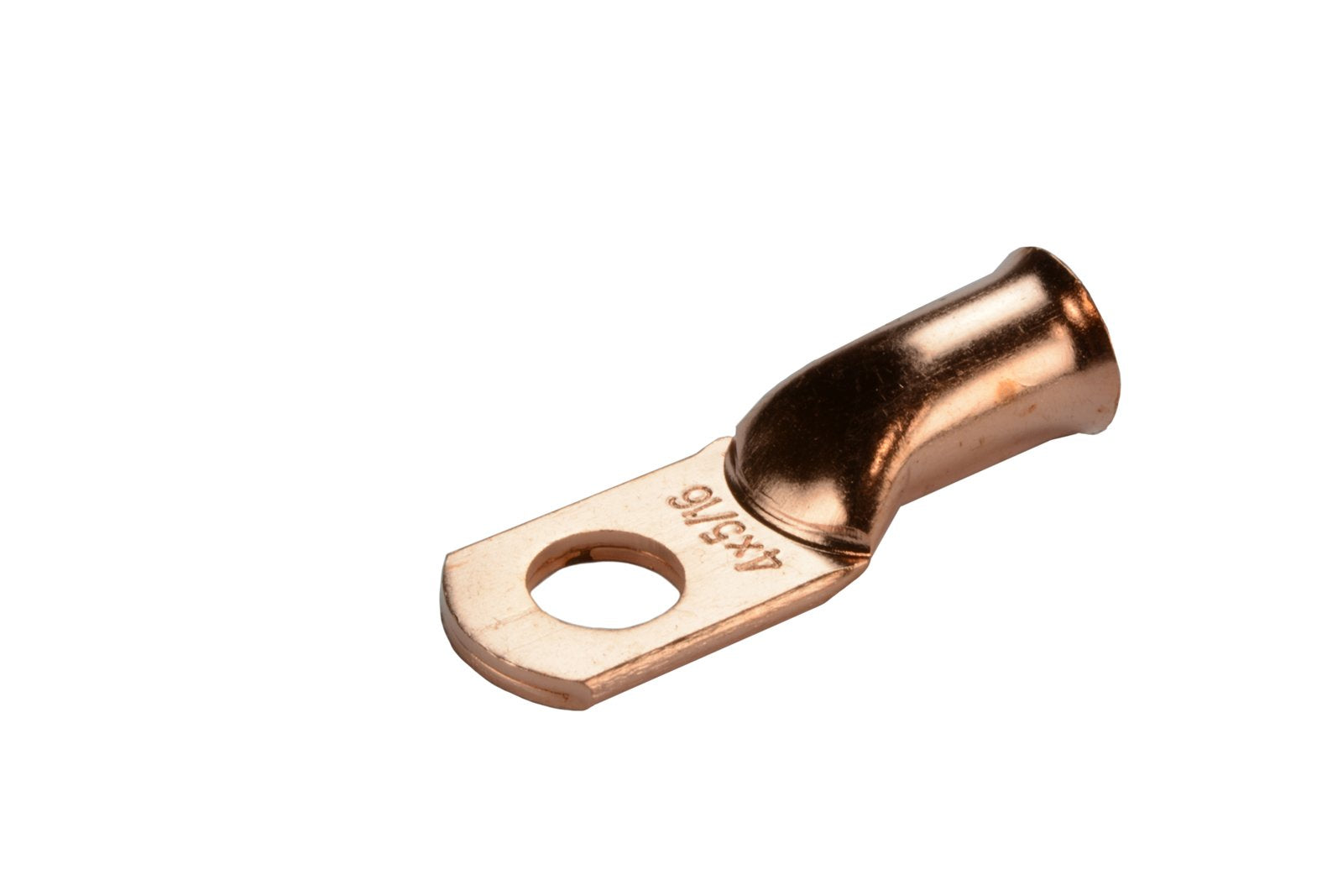 Temco 5 Pack Bare Copper Welding Battery Cable Ends, Lugs Terminal 4 Awg 5/16'' Hole (6 Awg To 1/0 Awg Options Available)