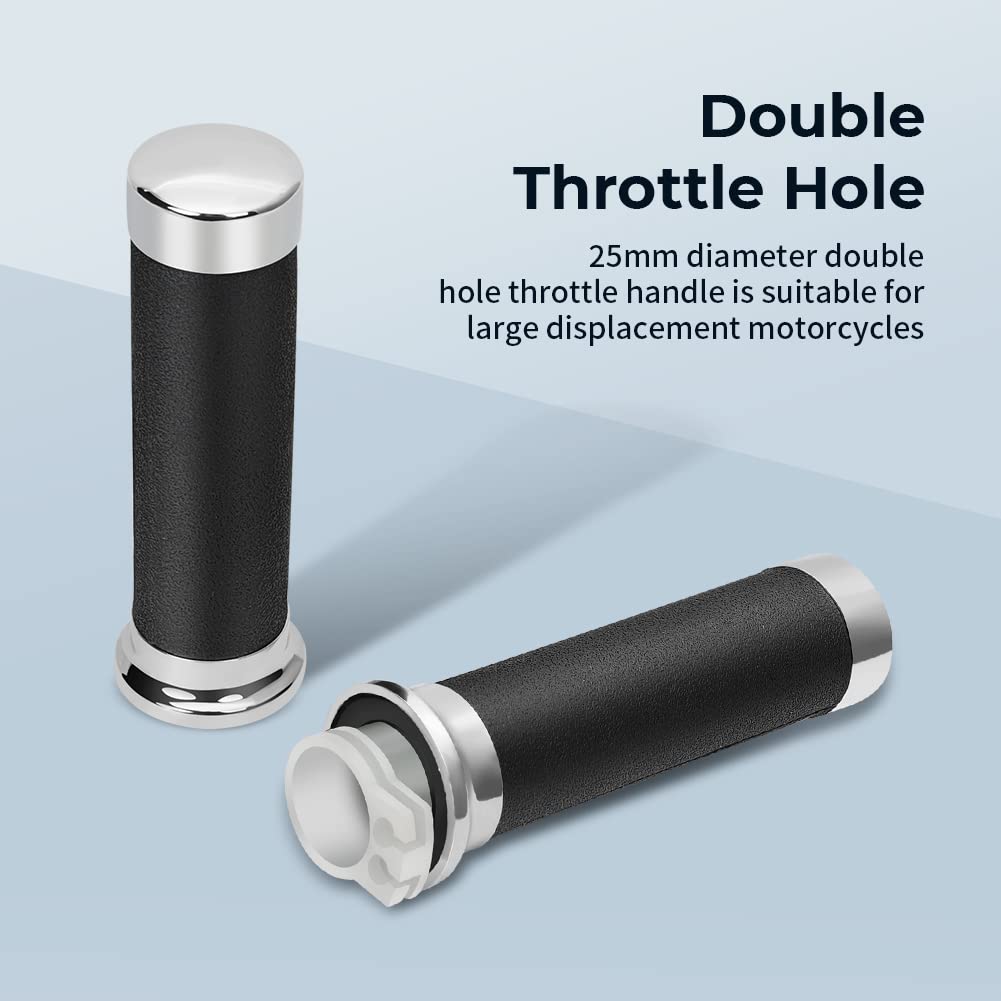 Foruly Grip Throttle Tube Replace for Honda OEM:53145-MM8-000, 25mm Right Grip Dual Throttle Tube & Left Handlebar Grip Suitable