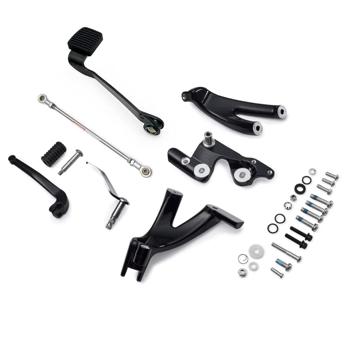 TOPRAMETAL Forward Control Kit for Harley Softail 2018-Up, Black, Aluminum, Extended with Footboards/Floorboards