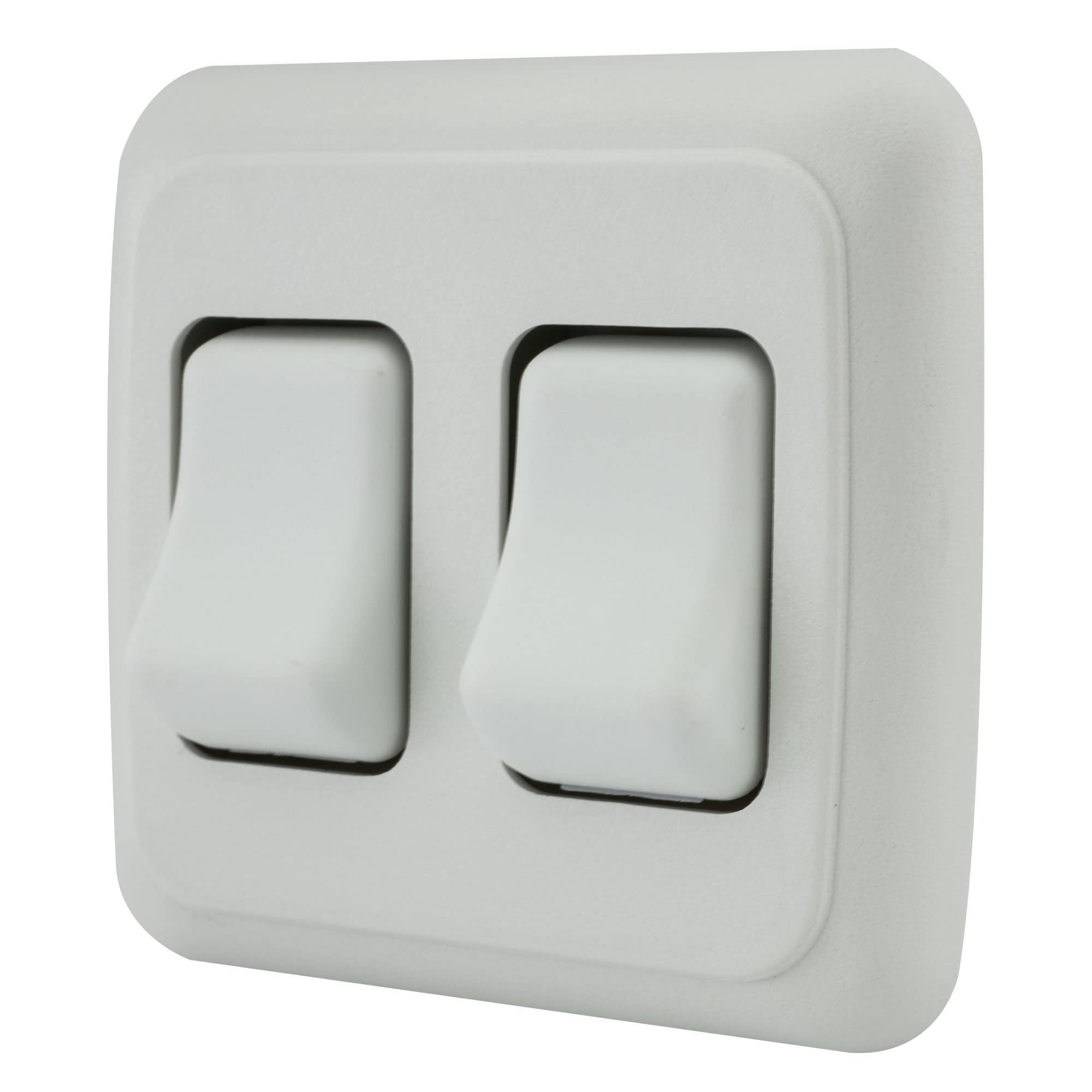 American Technology Components Double SPST On-Off Switch, 12V, Copper, White Bezel for RV, Trailer, Camper