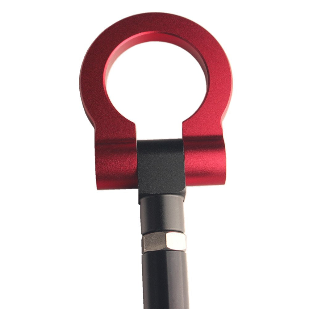 Dewhel JDM Aluminum Track Racing Front Rear Bumper Car Accessories Auto Trailer Ring Eye Towing Tow Hook Kit Red Screw On For Vo