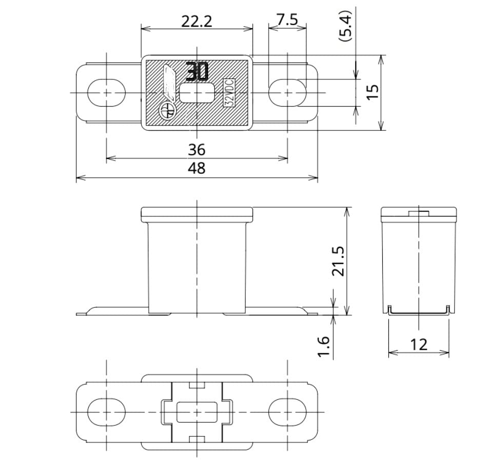 EDS New 927-0030 Pink 30 AMP Fuse Multi Purpose PAL Series 1 32V 13/16 Bent - Replacement for FLD-30 PAL430BP Bolt on Cartridge
