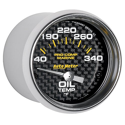 AUTO METER Oil Temperature Gauge, 140-300ºF, 2 1/16", Electric, Marine Carbon Fiber, Model 200764-40, Multi