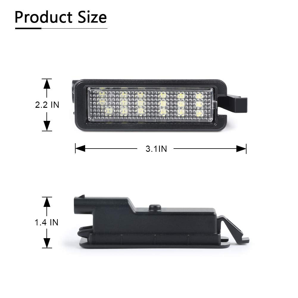 Gempro Led License Plate Light Tag Lamps For 2015-2022 Dodge Charger Challenger Pacifica Jeep Compass Chrysler 300, 6000K White