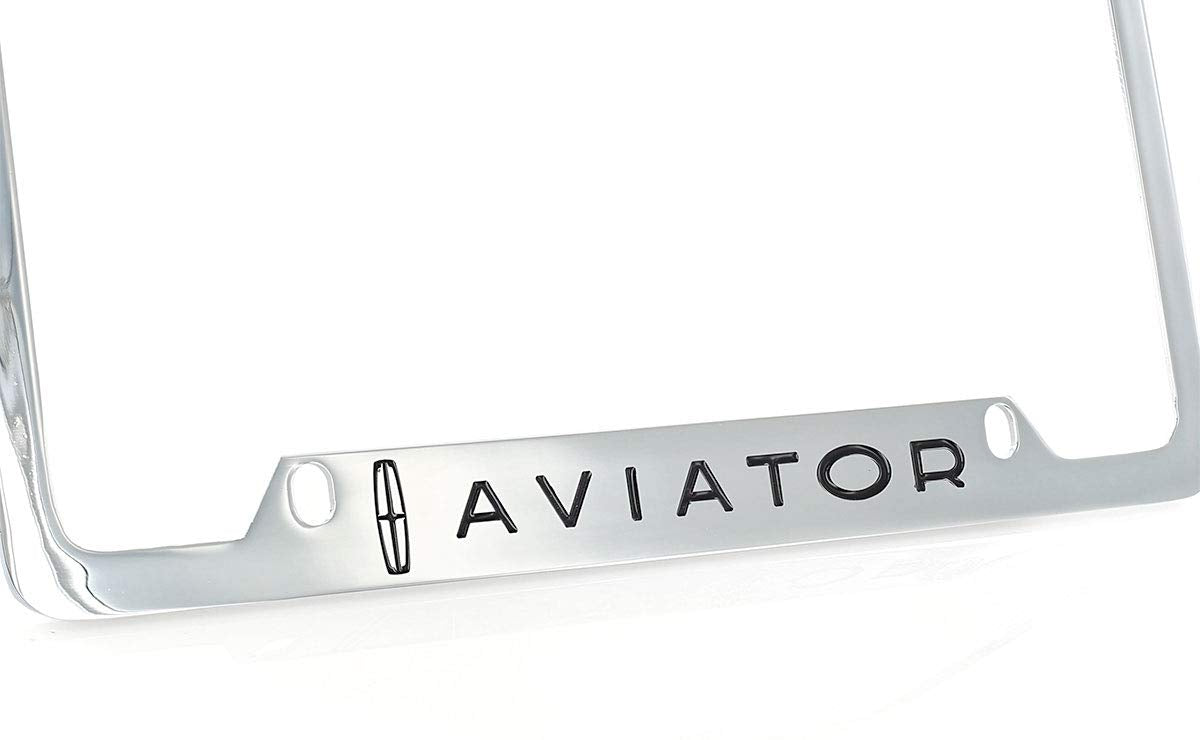 Aviator Wordmark With Lincoln Logo Chrome Plated Metal License Plate Frame Holder 4 Hole