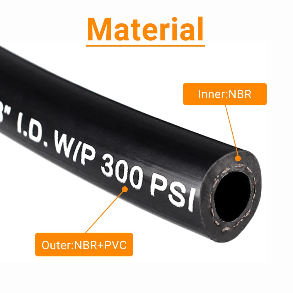 CULMKARI Marine Fuel Hose Feed Line, A1-15 Rubber, 10 Ft, Black, Meets SAE J1527 Standards for Ships and Marine Equipment