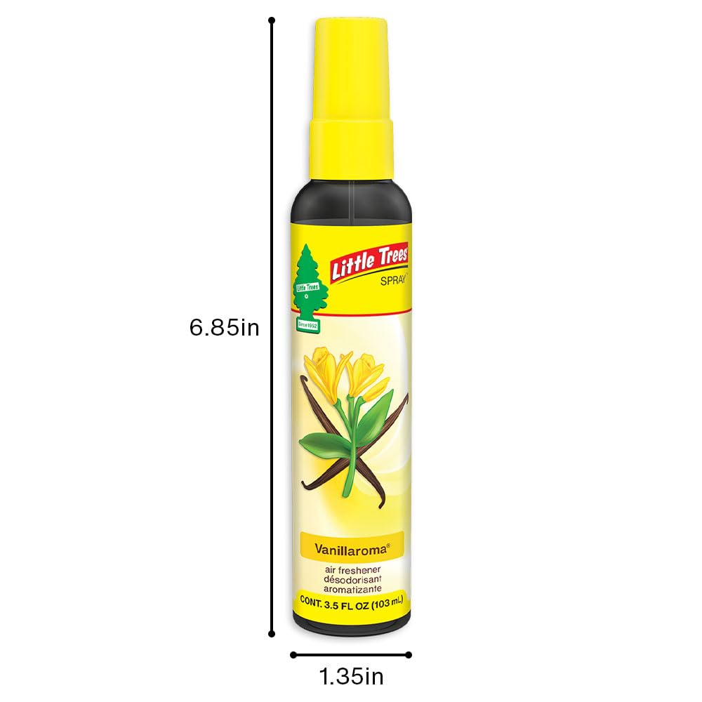 LITTLE TREES Car Air Freshener. SPRAY Provides a Long-Lasting Scent for Auto or Home. On-the-go Freshness. Vanillaroma, (Pack of
