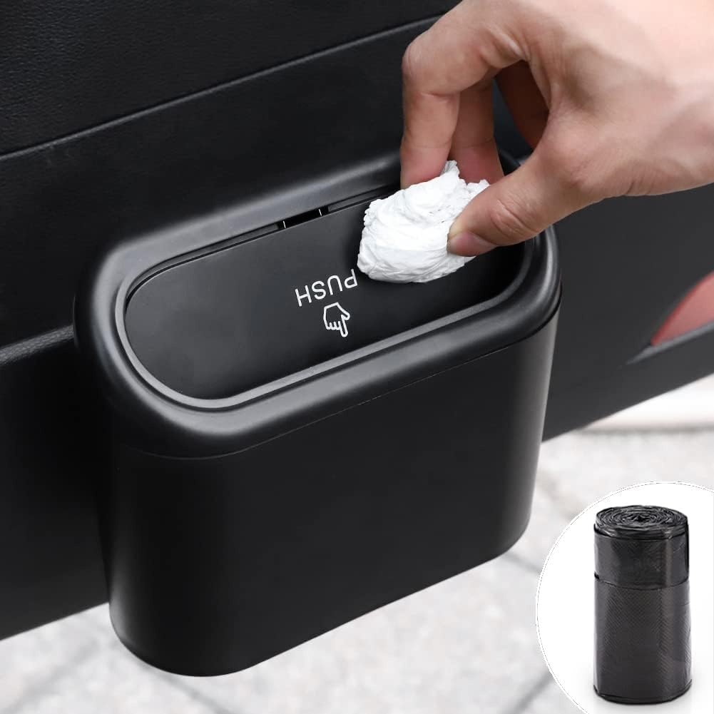 Redvant car mini car dustbin accessories for Car Trash Bin Can Holder Dustbin Hanging: Black Automotive Garbage Can Bin Trash Co