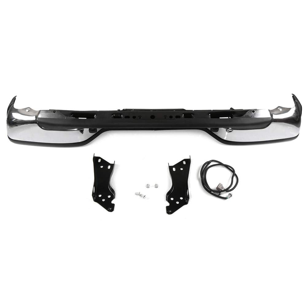 OCPTY Rear Bumper with License Plate Light for 1999-2006 Chevrolet Silverado 1500 & GMC Sierra 1500 - Chrome, Model 124294-5209
