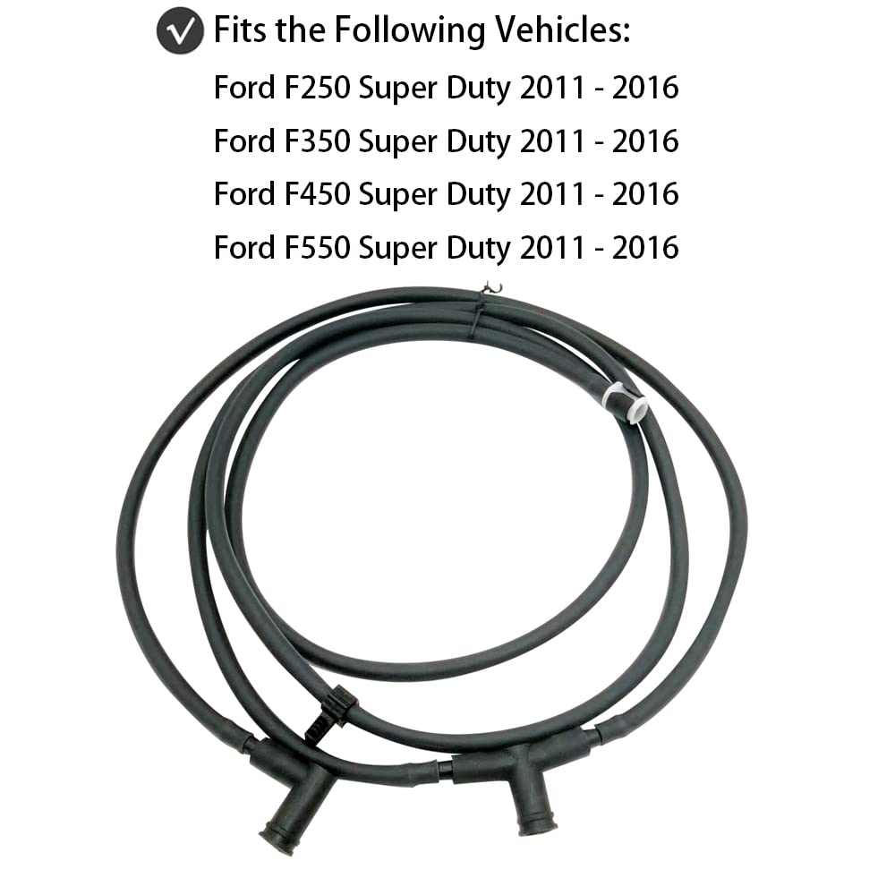 WGBAB Windshield Washer Nozzle Jet Hose Kit for 2011-2016 Ford Super Duty, Rubber, Black, Model Auztto, Replaces BC3Z-17603-A