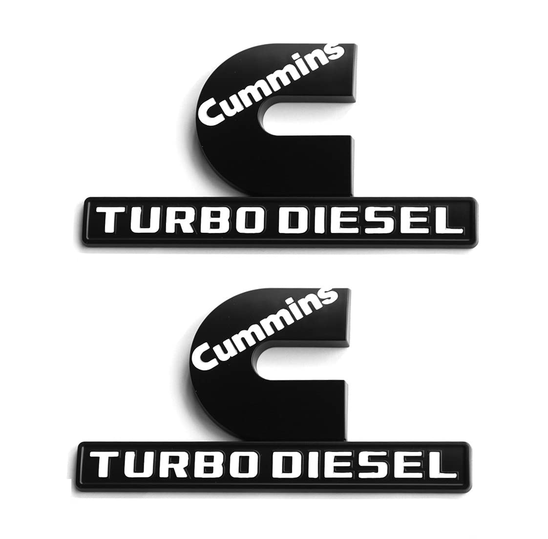 Yoaoo 2Pack Turbo Emblem for Cummins 2500 3500, Black with White, 6.2"x3.4", Model CS0-2-CumBkWh