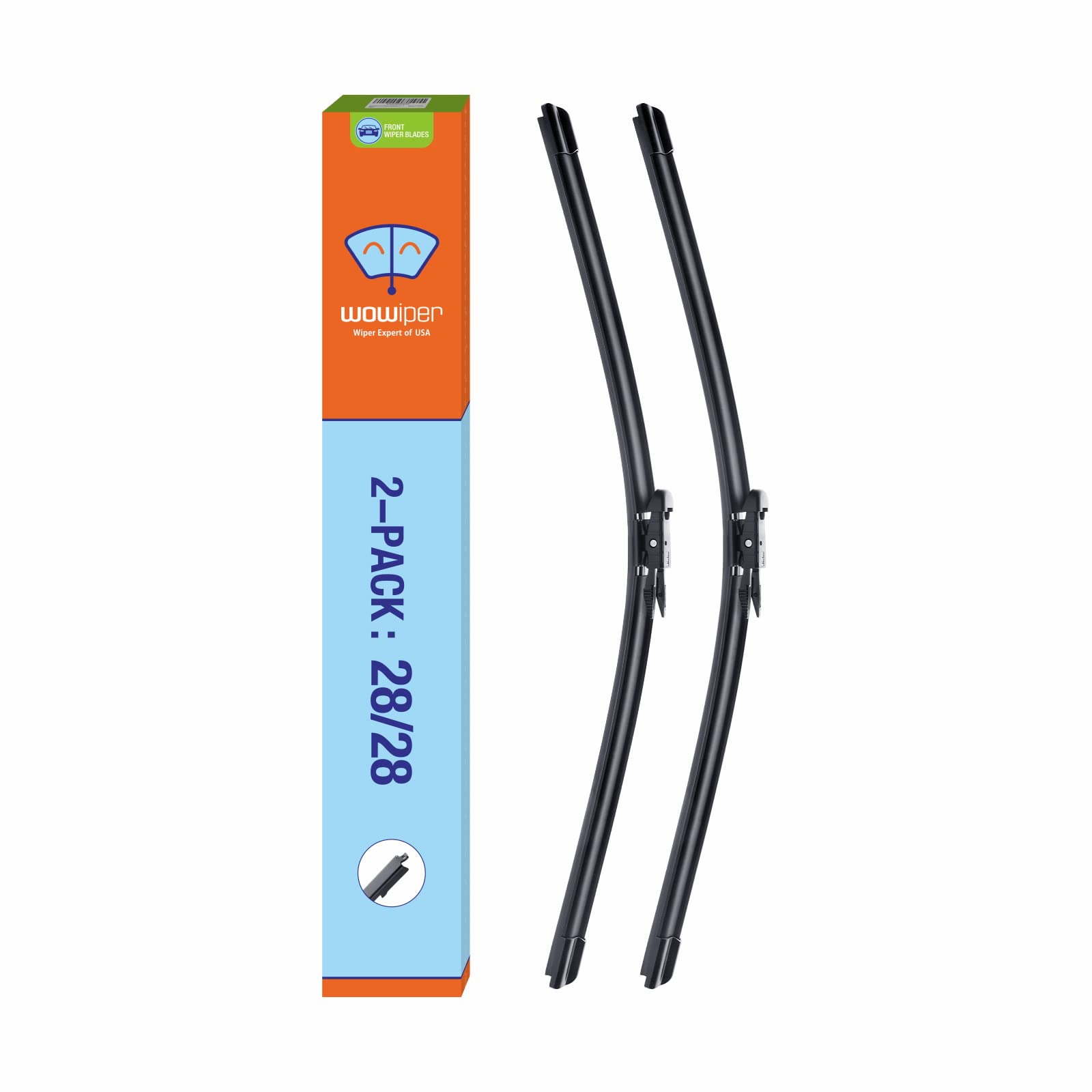 Wowiper Factory Wipers For Ford Edge Escape Focus Fusion 2020-2013 +More, 28''/28'' (Pack Of 2) Pinch Tab Windshield Wiper Blade